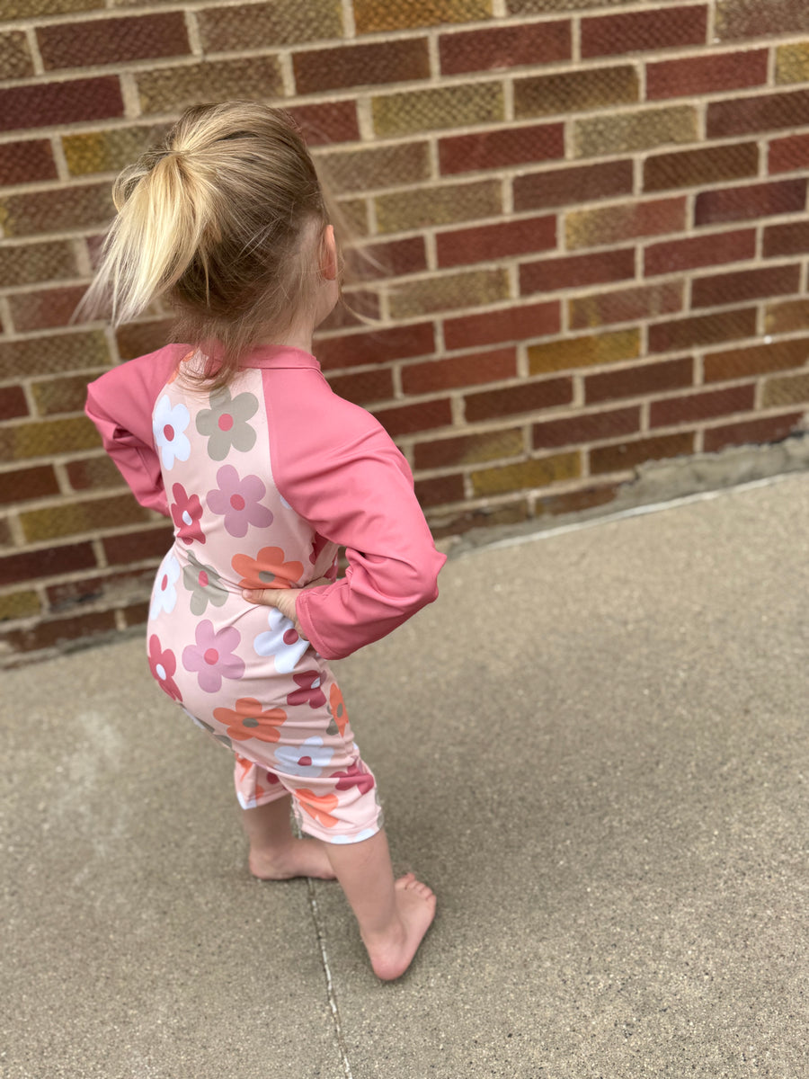Kids Floral Long Sleeve Swimsuit