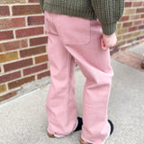 Girls Wide Leg Pink Denim Pants