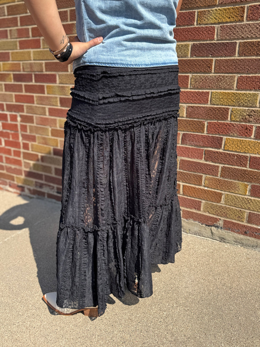 Black Lace Tiered Skirt