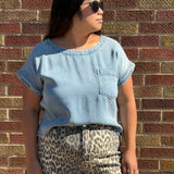 Denim Round Neck Short Sleeve Top