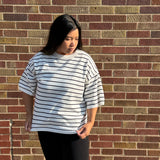 Oversized Striped Short Sleeve Sweater