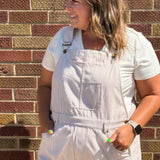 Plus Pinstriped Barrel Leg Overalls
