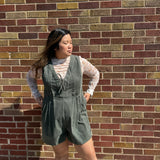 Olive Corduroy Pleated Romper