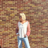 Oversized Floral & Stripe Knit Top