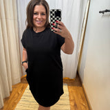 Plus Textured Mini Dress w/Pockets