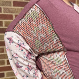 Plus Mixed Floral Top w/Waffle Knit Detail
