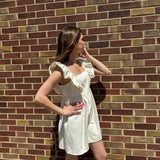 Ruffle Sleeve Twill Dress
