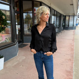 Classic V-Neck Button Down Top