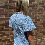 Floral Textured Balloon Sleeve Top