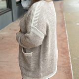 Open Front Cardigan with Stitching Detail