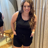 Ribbed Knit Romper w/Drawstring