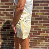 Yellow Plaid Shorts w/Side Stripe Detail