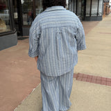 Plus Striped Linen Half Sleeve Top