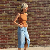Cello High Rise Midi Skirt w/ Front Slit