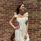 Ruffle Sleeve Twill Dress