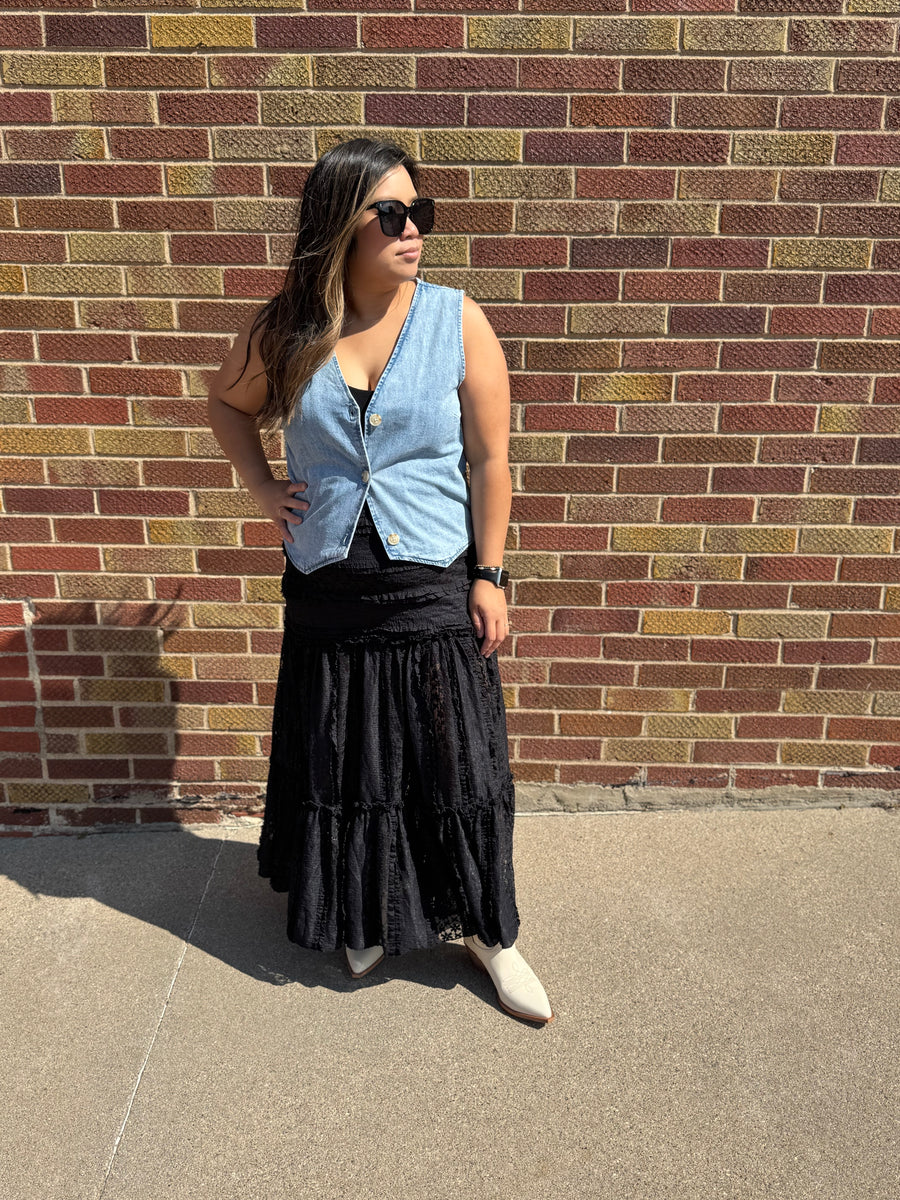 Three Button Denim Vest