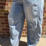 Plus Denim Cropped Barrel Pants