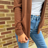 Long Sleeve Open Front Cardigan w/Patch Detail