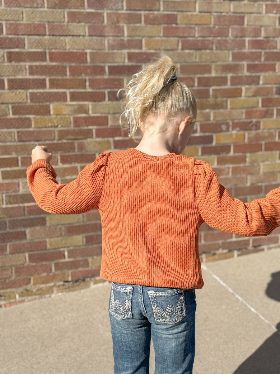 Girls Ribbed Knit Banded Mock Neck Top