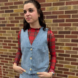Three Button Denim Vest