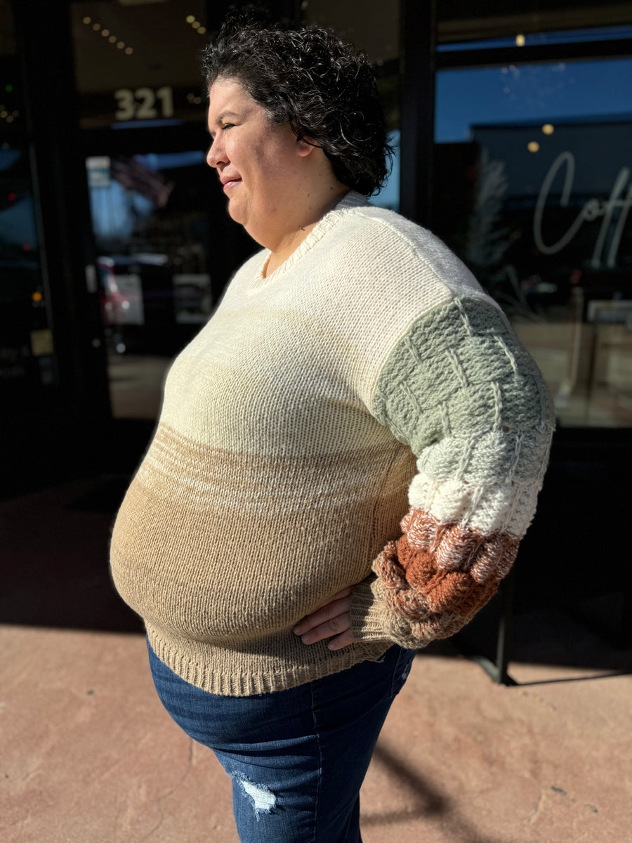 Plus Puff Sleeve Ombre Sweater