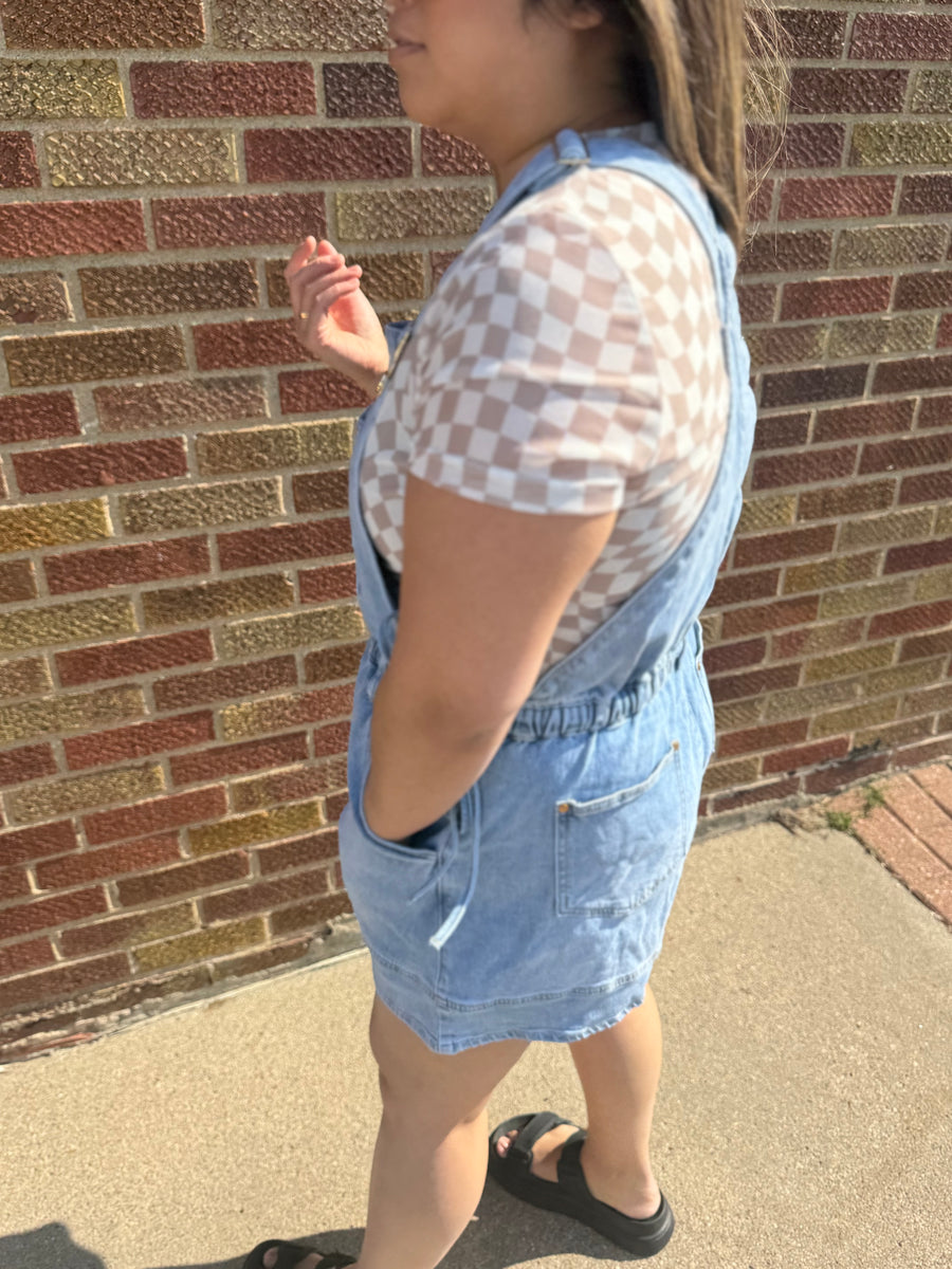 Side Tie Short Overalls