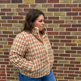 Vintage Plaid Jacket w/Piping Detail