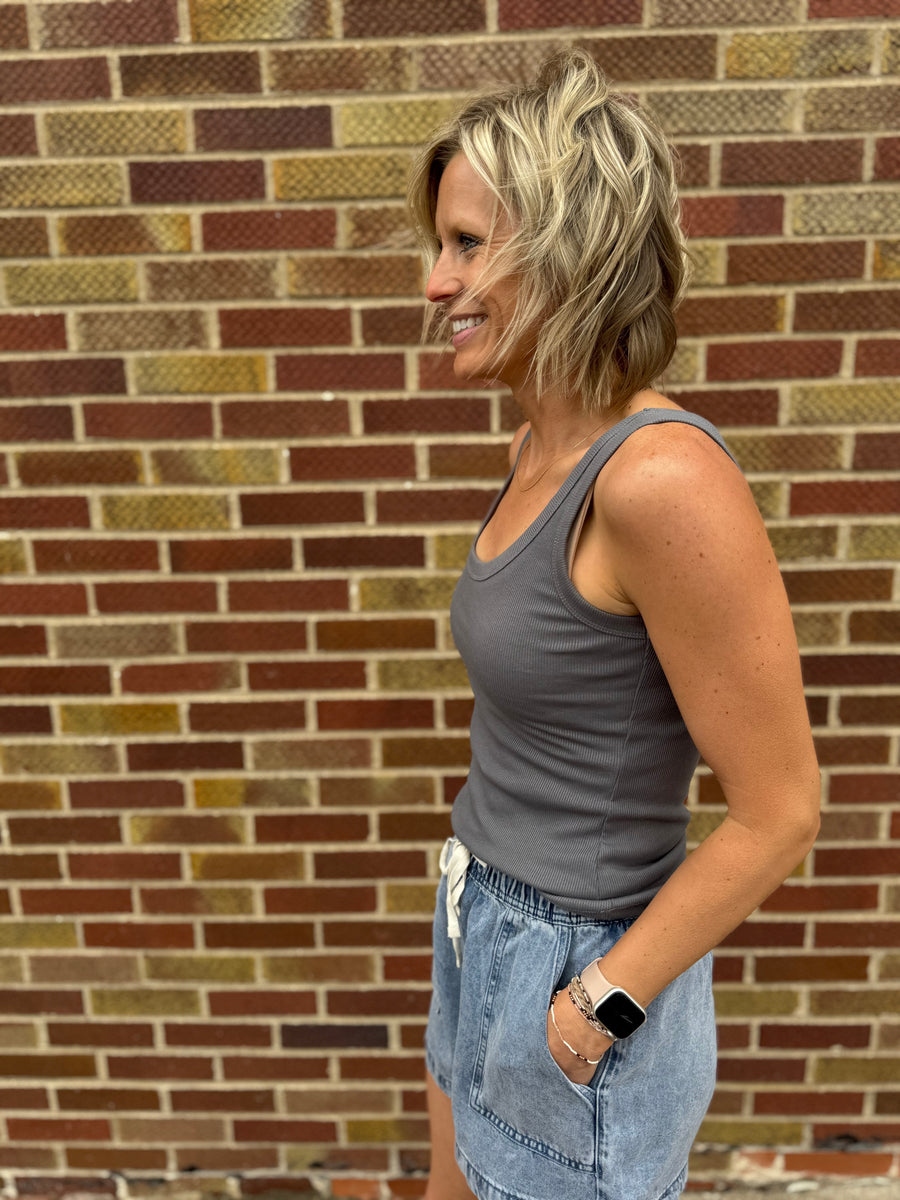 Scoop Neck Solid Tank