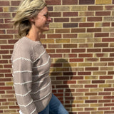 Striped Stitch Textured Pullover Sweater