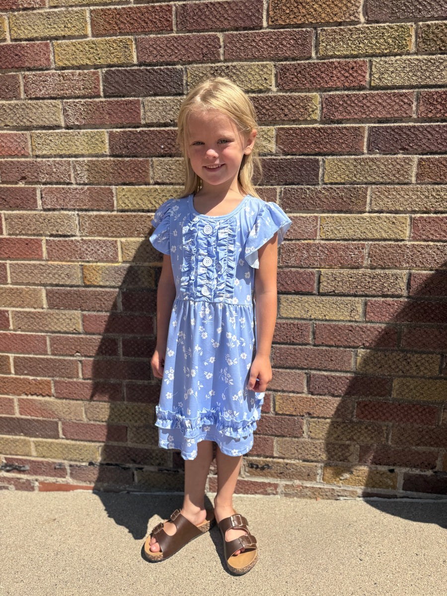 Girls Periwinkle Dainty Flower Dress