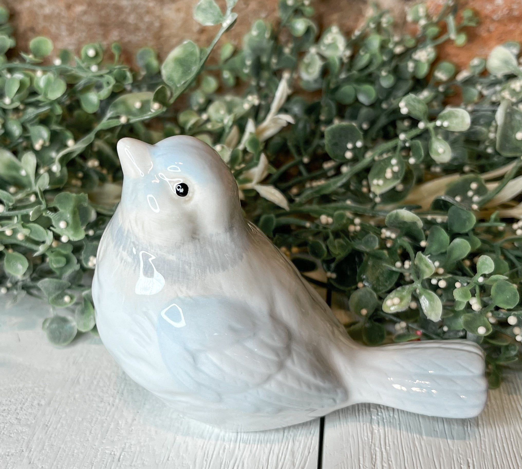 Blue & Grey Ceramic Bird 3.25”