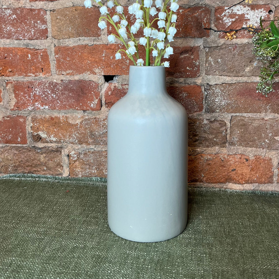 Matte Grey Bottle Vase 10.5”