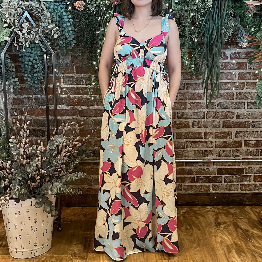 Printed Peach Blossom Maxi Dress