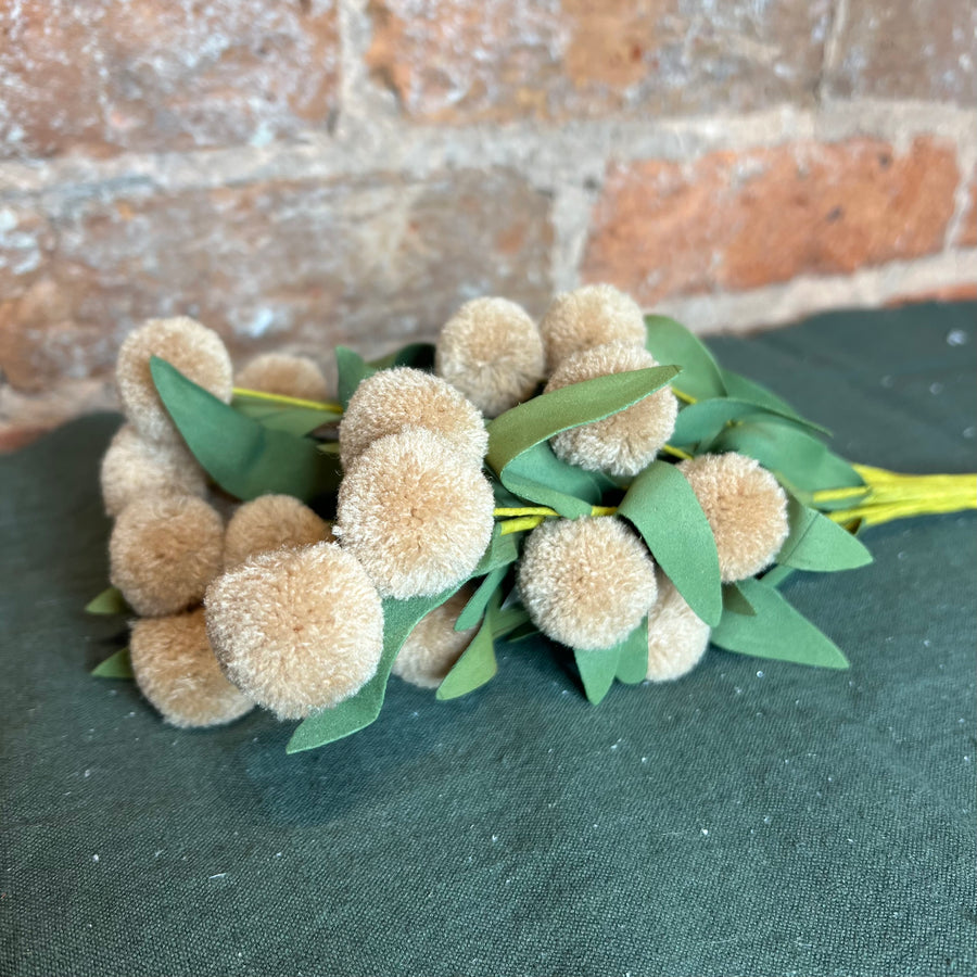 Bundle Of 6 Pompom Pick w/ Green Eva Leaves 13"