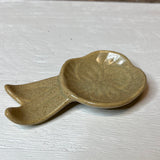 Debossed Stoneware Flower Dish 4.25x2.5”