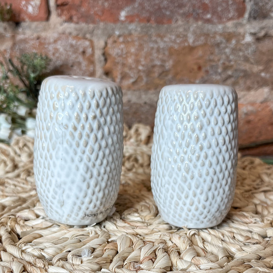 Debossed Stoneware S&P Shakers