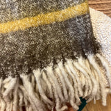 Brown & Mustard Brushed Acrylic & New Zealand Wool Throw w/ Fringe  60x50”