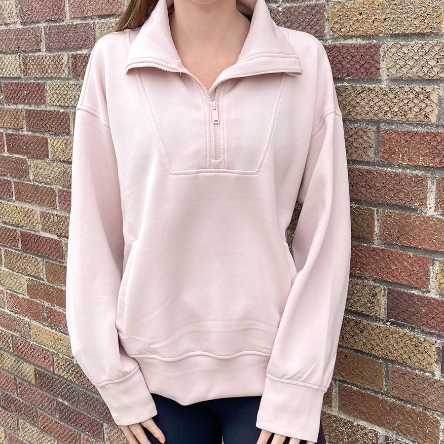 Modal Poly Quarter Zip Funnel Neck Pullover