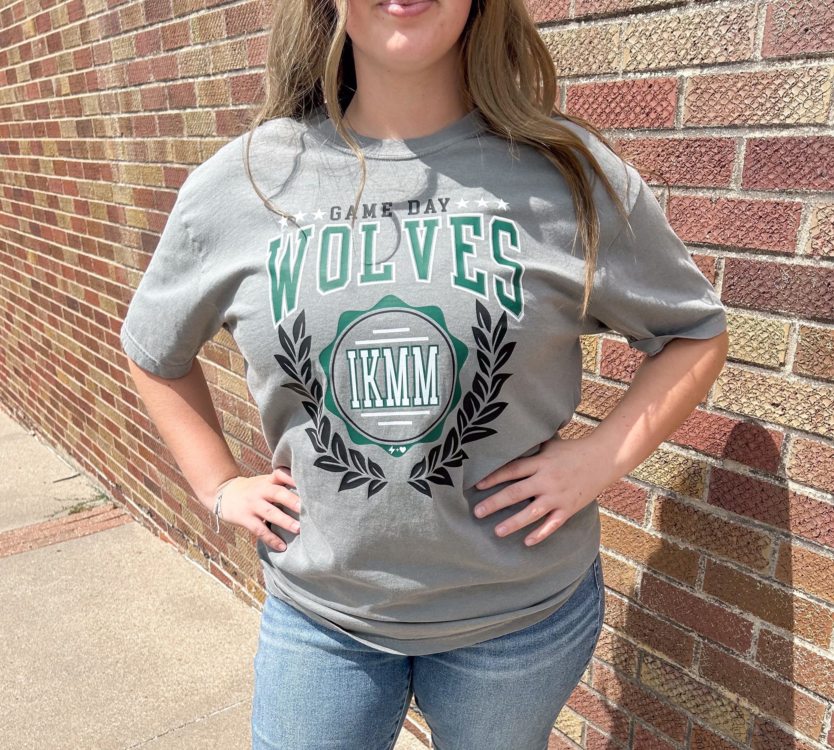 IKM-Manning Wolves Wreath Team Monogram Spirit Tee