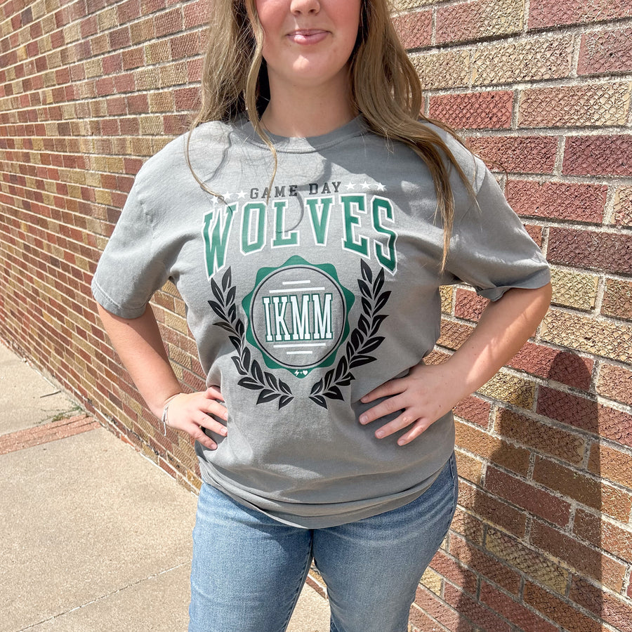 IKM-Manning Wolves Wreath Team Monogram Spirit Tee