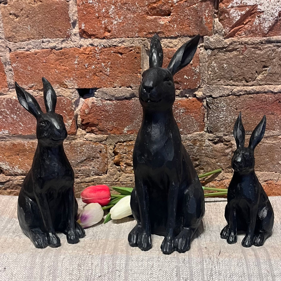 Black Resin Faux Cast Iron Rabbit