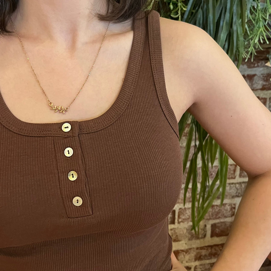 Basic Ribbed Button Front Tank Top