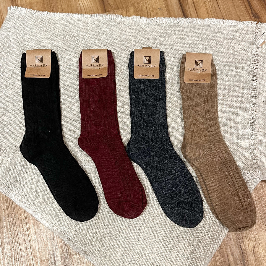 Ribbed Knit Crew Socks