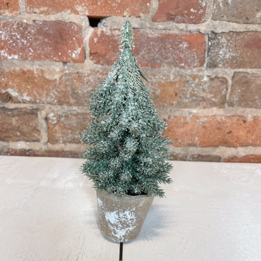 Faux Evergreen Tree in Mache Pot 2.75x8”