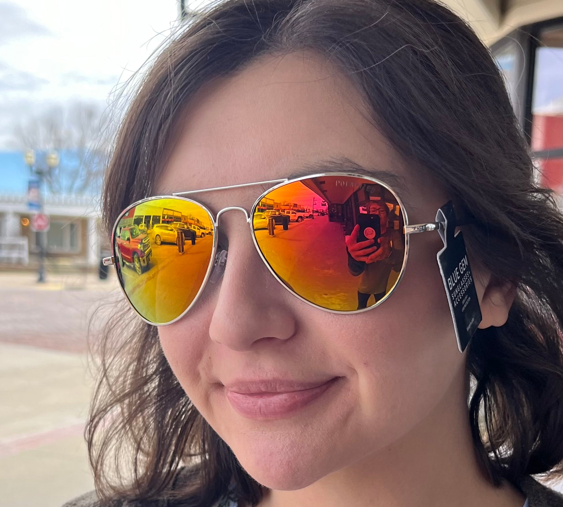 Blue Gem Color Lens Aviator Sunglasses