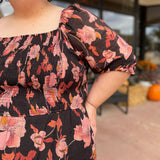 Plus Floral Print Smocked Dress