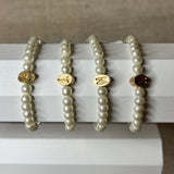 Gold Initial Pearl Strand Bracelet