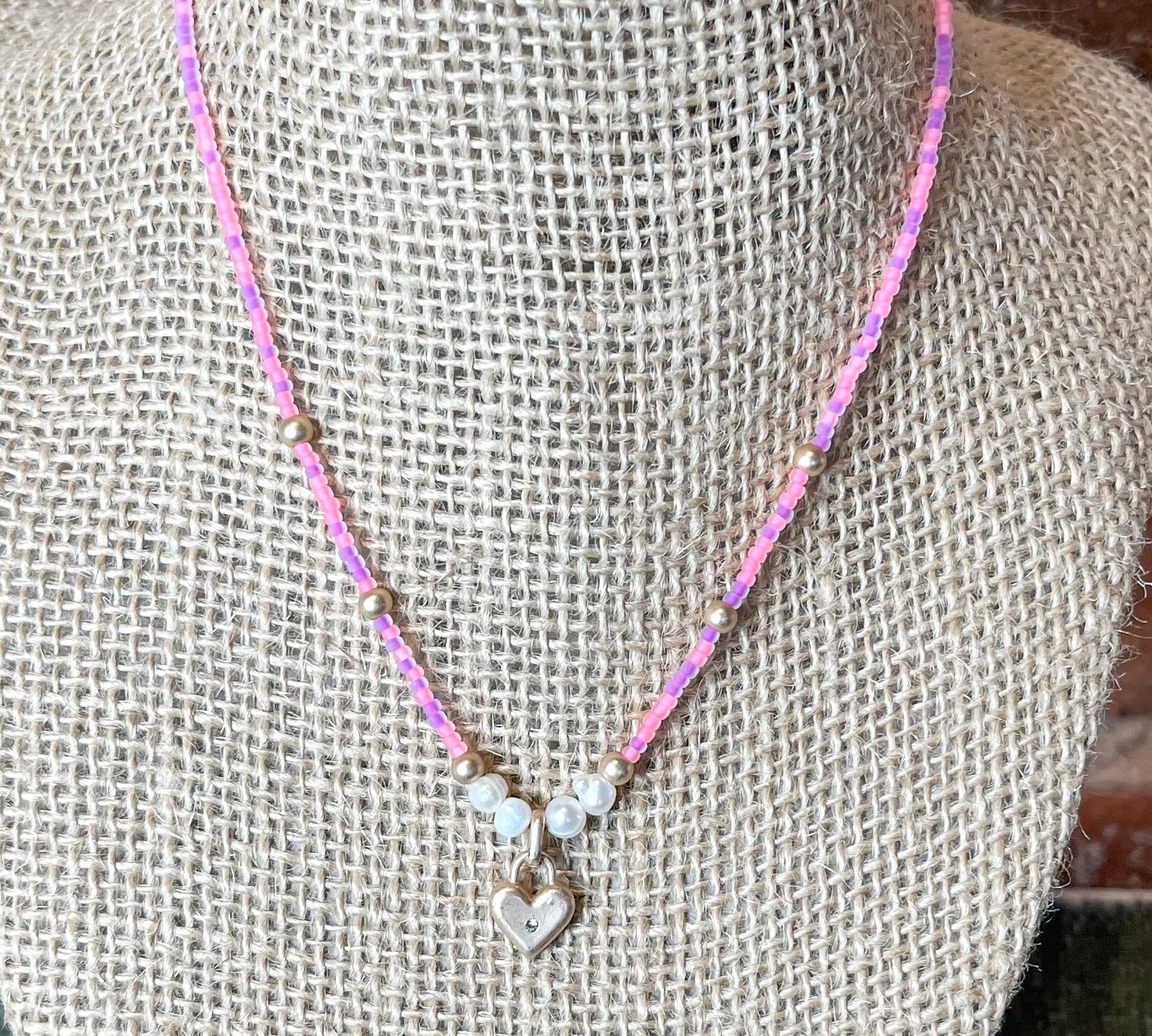 Kids Neon Beaded & Pearl w/ Pendant Necklace