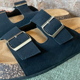 Double Buckle Footbed Flat Sandal