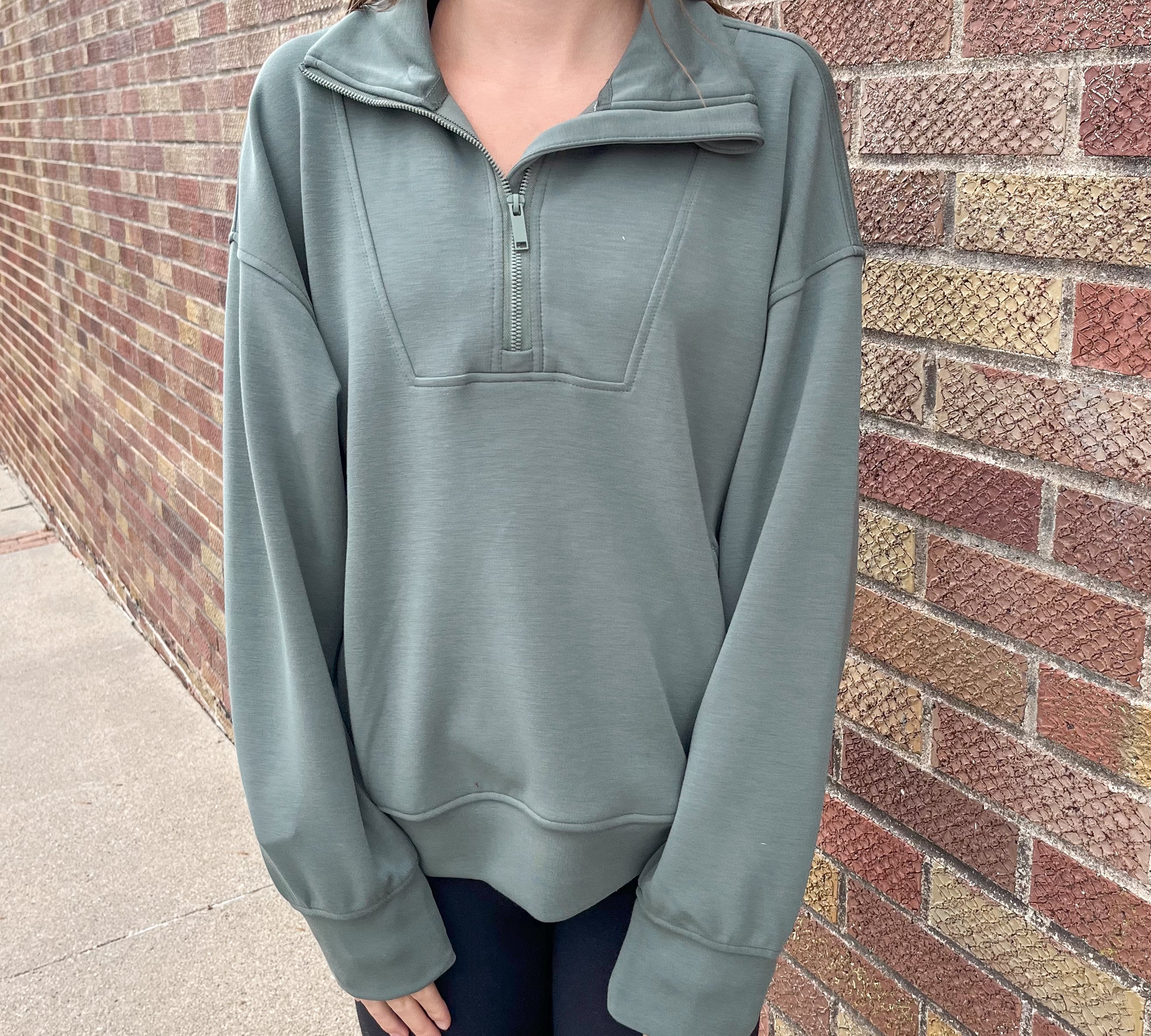 Modal Poly Quarter Zip Funnel Neck Pullover